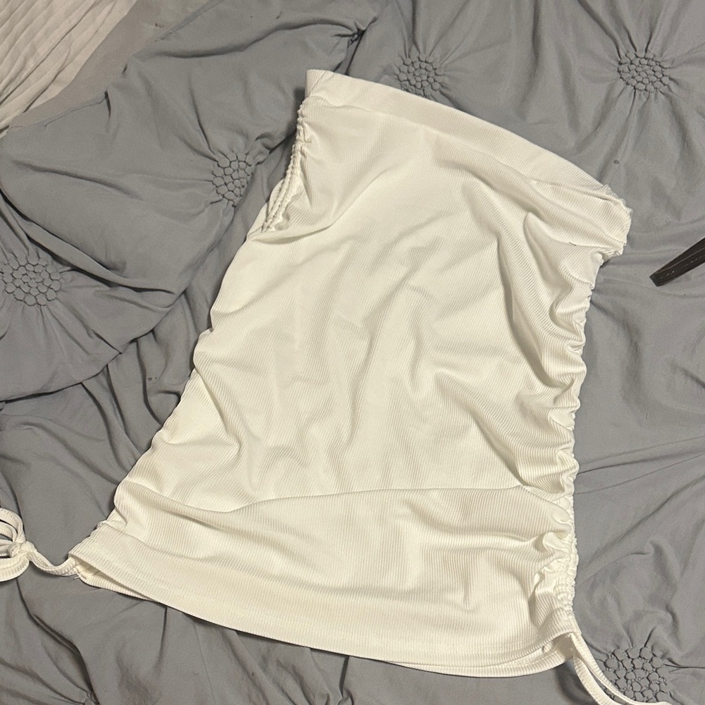 White Ruched skirt